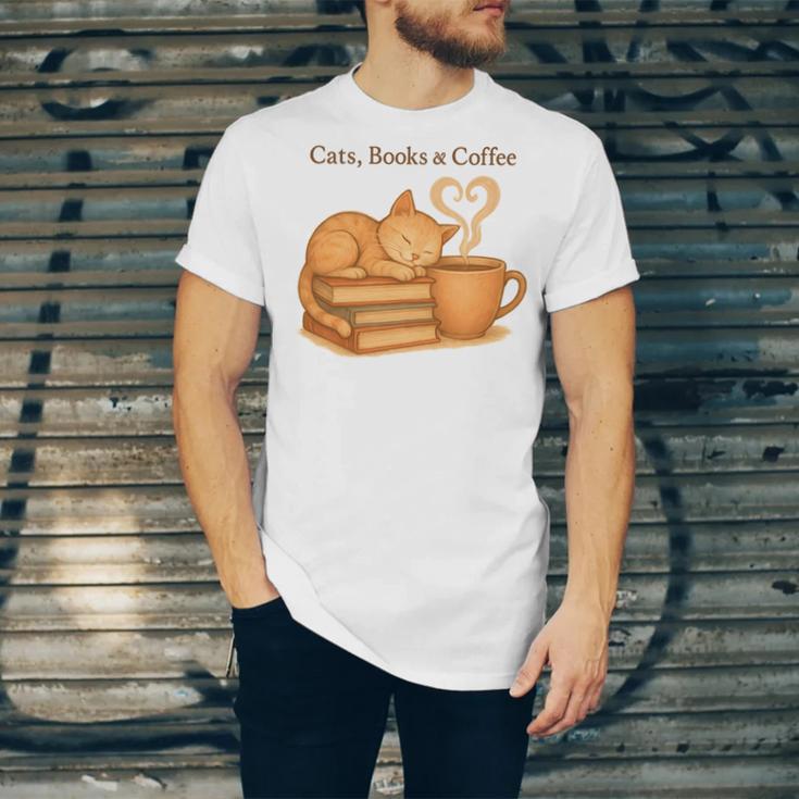 Cats Books And Coffee Heart Cozy Cat Lover Bookworm Readers Unisex Jersey T-Shirt Cats Books And Coffee Heart Cozy Cat Lover Bookworm Readers Unisex Jersey T-Shirt