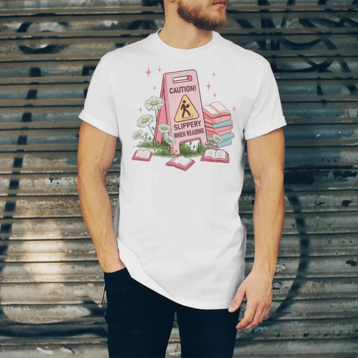 Caution Slippery When Reading Book Reader Unisex Jersey T-Shirt Caution Slippery When Reading Book Reader Unisex Jersey T-Shirt