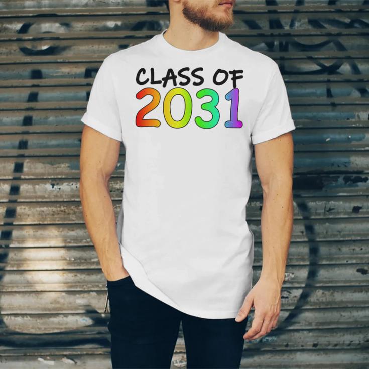 Class Of 2031 Pre-K -12th Grade Hand Prints Space Graduation Unisex Jersey T-Shirt