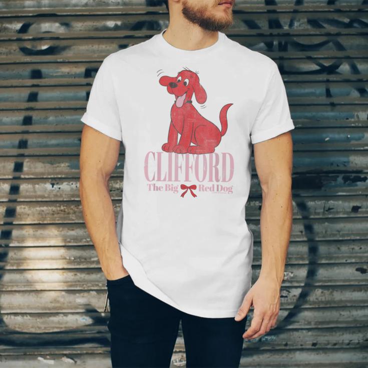 Clifford The Big Red Dog Pink Text With Bow Illustrated Book Unisex Jersey T-Shirt Clifford The Big Red Dog Pink Text With Bow Illustrated Book Unisex Jersey T-Shirt