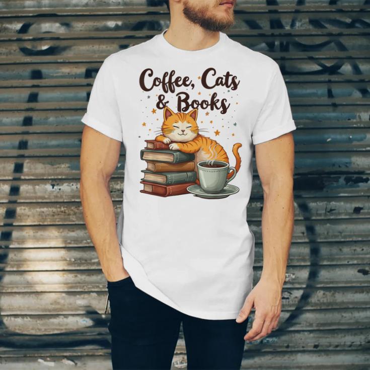 Coffee Cats And Books Lover For Women & Girls Coffee Unisex Jersey T-Shirt