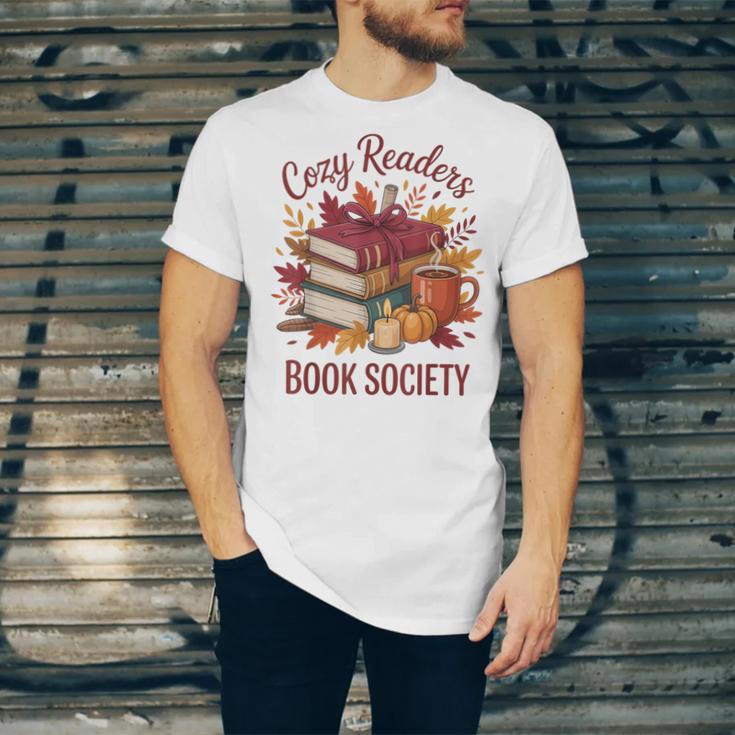 Cozy Readers Book Society Fall Autumn Floral Pumpkin Season Unisex Jersey T-Shirt