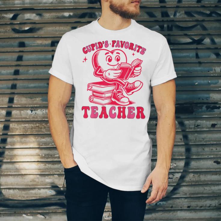 Cupid's Favorite Teacher Valentines Day Heart Book Lover Unisex Jersey T-Shirt