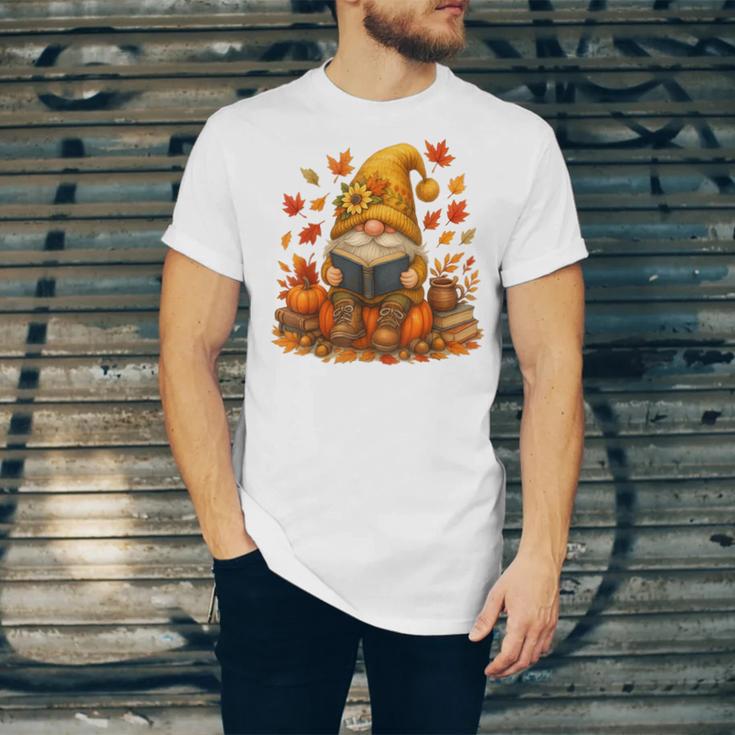 Cute Autumn Gnome Reading Pumpkin Book Lover Unisex Jersey T-Shirt Cute Autumn Gnome Reading Pumpkin Book Lover Unisex Jersey T-Shirt