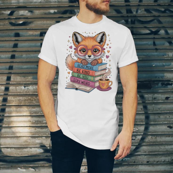 Cute Fox Read More Be Kind Stay Weird Reader Geek Book Lover Unisex Jersey T-Shirt