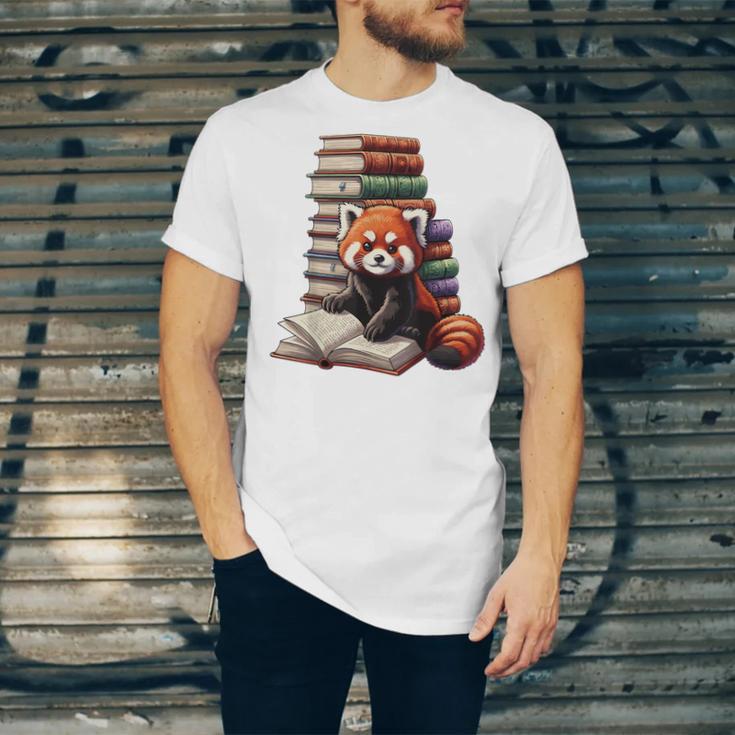 Cute Red Panda Reading Book Animal Bookworm Unisex Jersey T-Shirt
