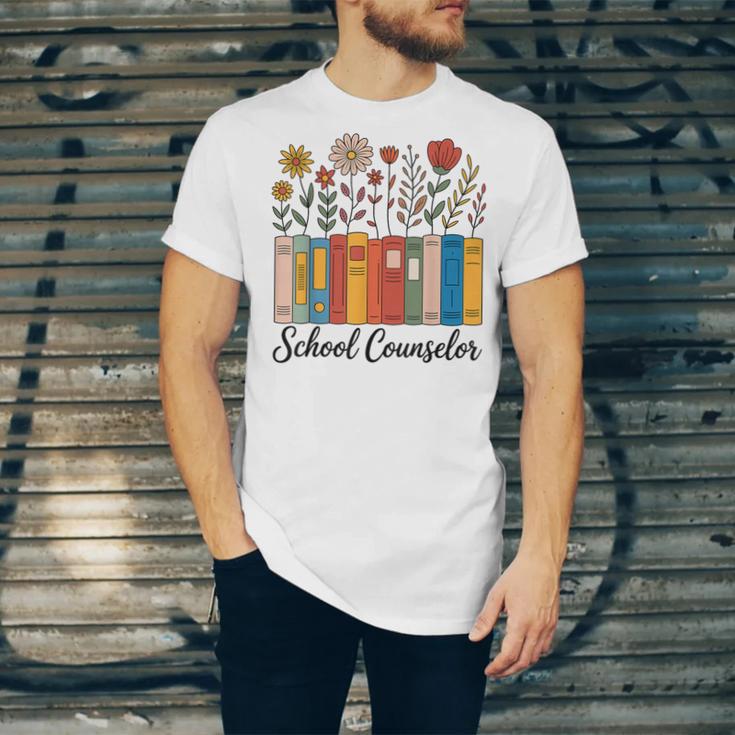 Cute Wildflower Book School Counseling Life School Counselor Unisex Jersey T-Shirt