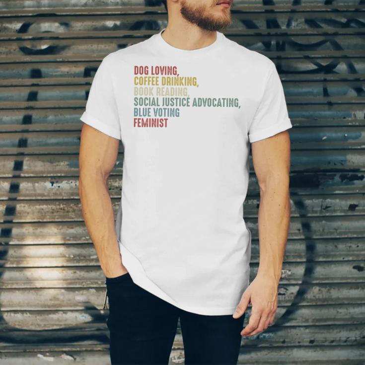 Dog Loving Coffee Drinking Book Reading Social Justice Unisex Jersey T-Shirt