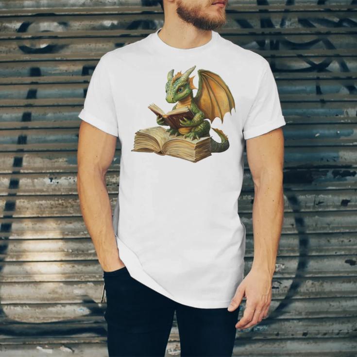 Dragon Bookworm Reading Book Graphic Unisex Jersey T-Shirt Dragon Bookworm Reading Book Graphic Unisex Jersey T-Shirt