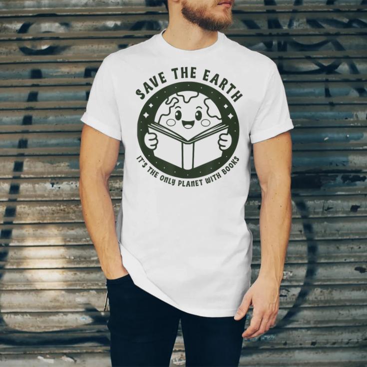 Earth Day 2025 Save Earth It´s Only Planet With Books Reader Unisex Jersey T-Shirt
