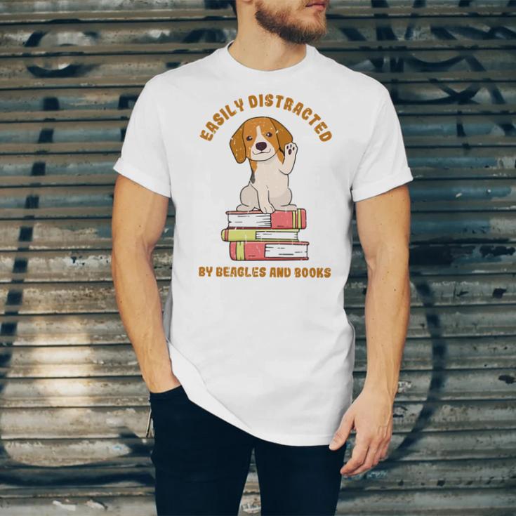 Easily Distracted By Beagles And Books Beagle Dog Unisex Jersey T-Shirt Easily Distracted By Beagles And Books Beagle Dog Unisex Jersey T-Shirt
