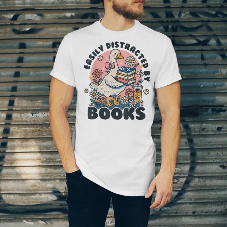 Easily Distracted By Books Read Goose Lover Bookworm Reading Unisex Jersey T-Shirt Easily Distracted By Books Read Goose Lover Bookworm Reading Unisex Jersey T-Shirt