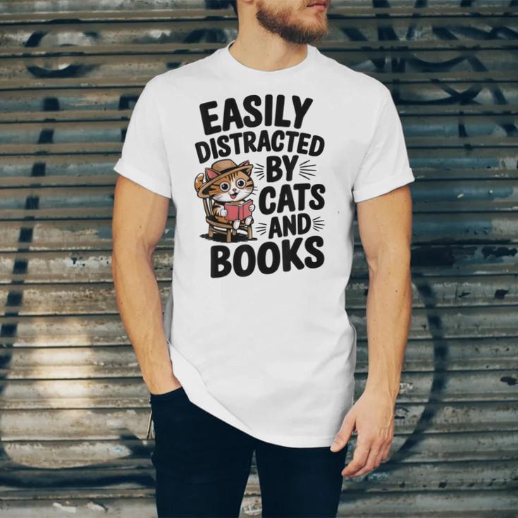 Easily Distracted By Cats And Books Lovers Reading Unisex Jersey T-Shirt Easily Distracted By Cats And Books Lovers Reading Unisex Jersey T-Shirt