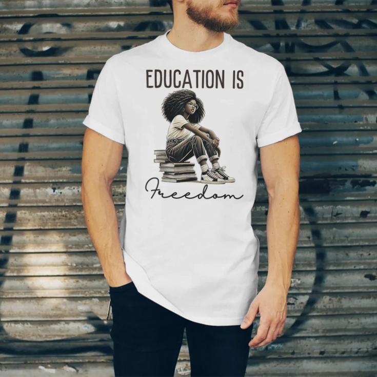 Education Is Freedom Teacher Women Books Black History Unisex Jersey T-Shirt Education Is Freedom Teacher Women Books Black History Unisex Jersey T-Shirt