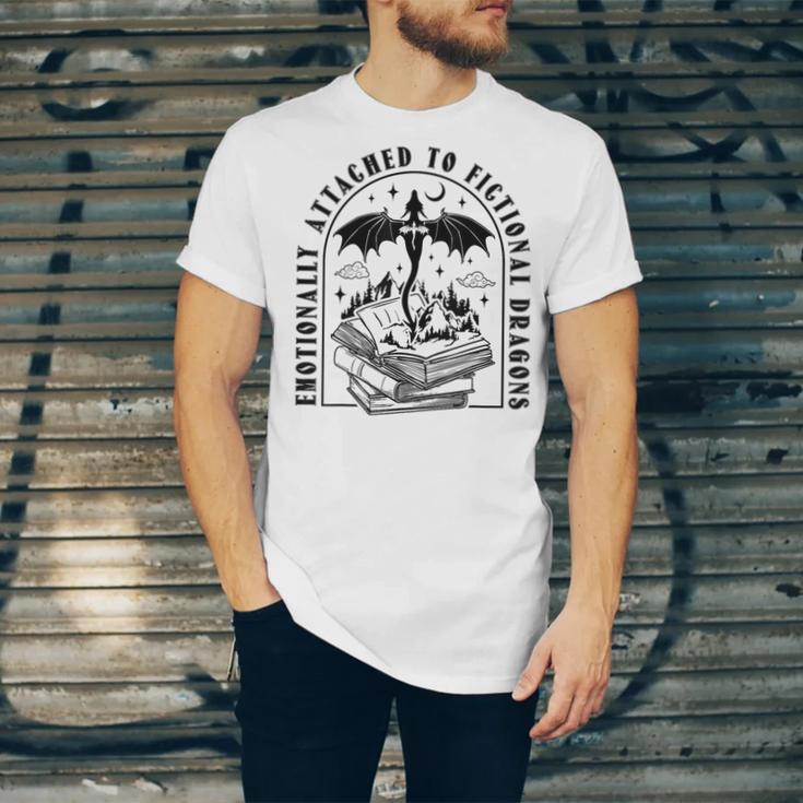 Emotionally Attached To Fictional Dragons Books Lover Unisex Jersey T-Shirt