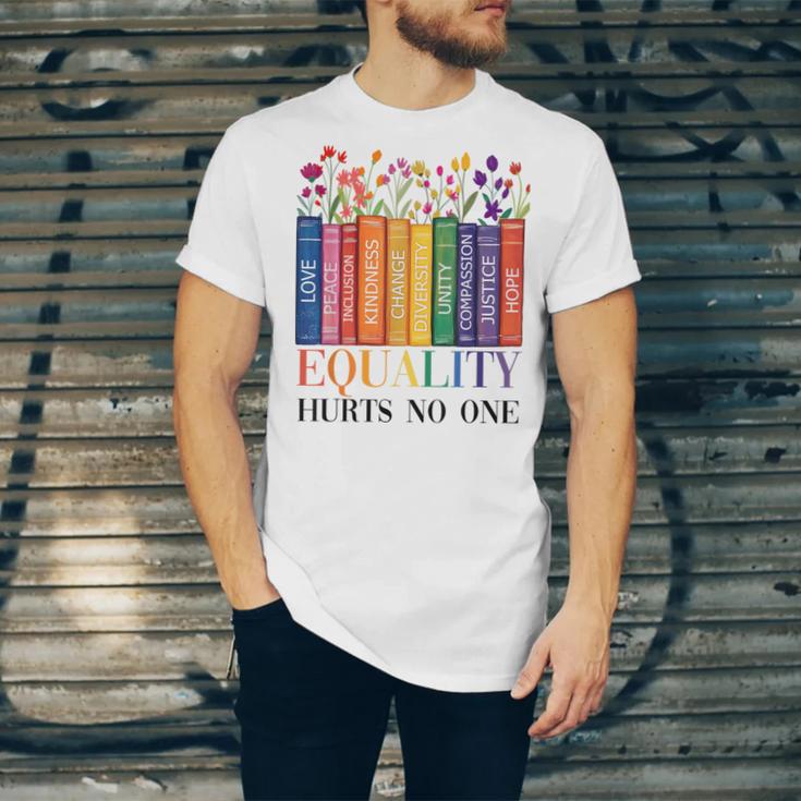 Equality Hurts No One LGBTQ Pride Books And Flowers Unisex Jersey T-Shirt Equality Hurts No One LGBTQ Pride Books And Flowers Unisex Jersey T-Shirt