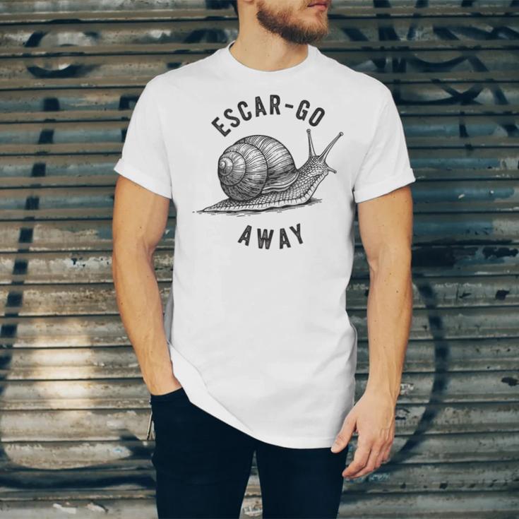 Escar Go Away Snail Vintage French Pun Introvert Humor Unisex Jersey T-Shirt Escar Go Away Snail Vintage French Pun Introvert Humor Unisex Jersey T-Shirt