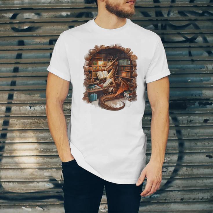 Fantasy Dragon Reading Book Lover Unisex Jersey T-Shirt