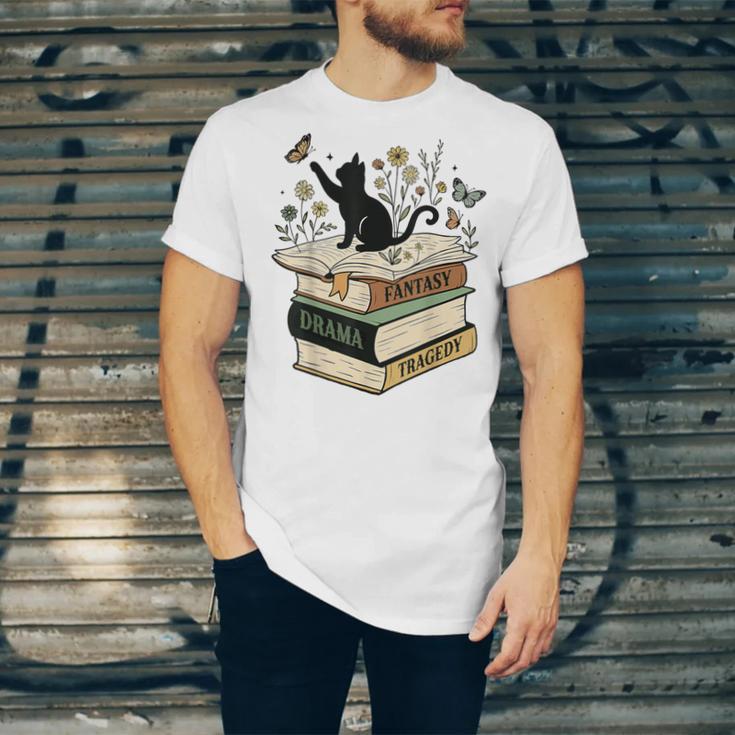 Fantasy Drama Tragedy Cat Book Lover Reading Humor Unisex Jersey T-Shirt Fantasy Drama Tragedy Cat Book Lover Reading Humor Unisex Jersey T-Shirt