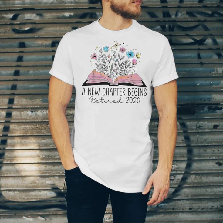 Floral Book A New Chapter Begins Retired 2026 Retirement Unisex Jersey T-Shirt