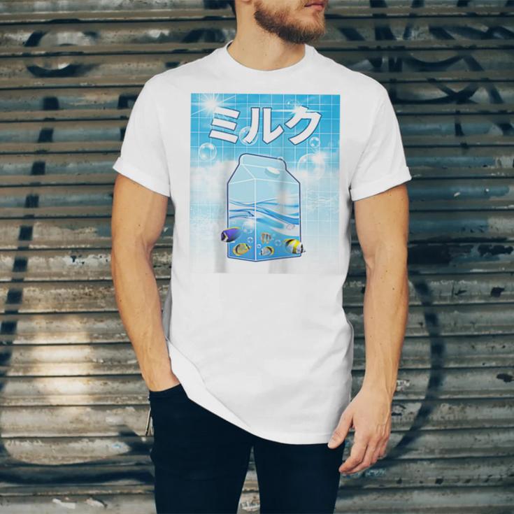 Frutiger Aero Aesthetic Tech Kawaii Milk Underwater Fishes Raglan Baseball Tee Unisex Jersey T-Shirt Frutiger Aero Aesthetic Tech Kawaii Milk Underwater Fishes Raglan Baseball Tee Unisex Jersey T-Shirt