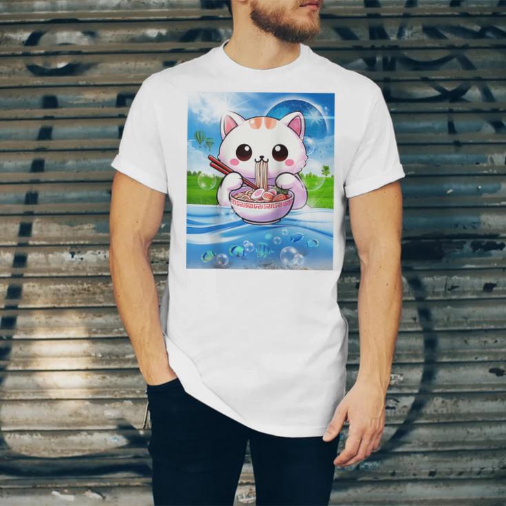 Frutiger Aero Aesthetic Tech Kawaii Ramen Cat Fishes Raglan Baseball Tee Unisex Jersey T-Shirt Frutiger Aero Aesthetic Tech Kawaii Ramen Cat Fishes Raglan Baseball Tee Unisex Jersey T-Shirt
