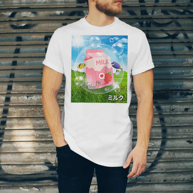 Frutiger Aero Aesthetic Tech Kawaii Strawberry Milk Fishes Raglan Baseball Tee Unisex Jersey T-Shirt Frutiger Aero Aesthetic Tech Kawaii Strawberry Milk Fishes Raglan Baseball Tee Unisex Jersey T-Shirt