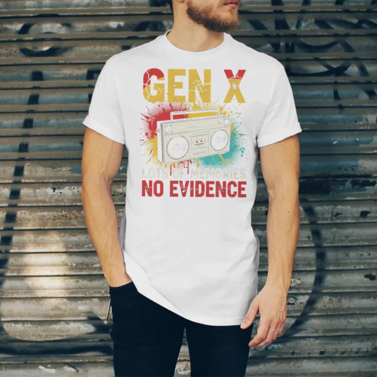 Gen X Lots Of Memories No Evidence Retro Nostalgia Humor Unisex Jersey T-Shirt Gen X Lots Of Memories No Evidence Retro Nostalgia Humor Unisex Jersey T-Shirt