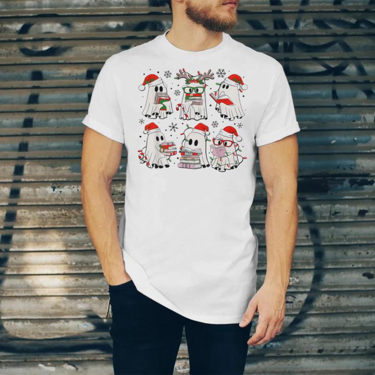 Ghost Book Reading Christmas Books Lover Teacher Kids Unisex Jersey T-Shirt Ghost Book Reading Christmas Books Lover Teacher Kids Unisex Jersey T-Shirt