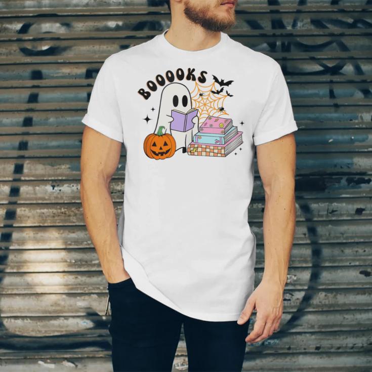 Ghost Reading Halloween Women Teacher Book Lover Unisex Jersey T-Shirt