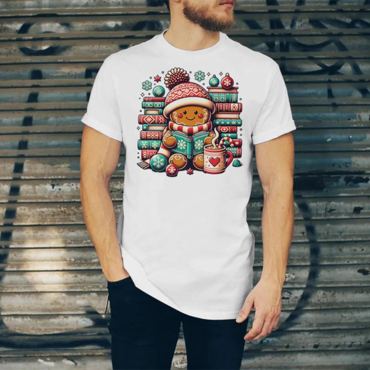 Gingerbread Reading Book Lovers Christmas Bookworm Librarian Premium Unisex Jersey T-Shirt Gingerbread Reading Book Lovers Christmas Bookworm Librarian Premium Unisex Jersey T-Shirt