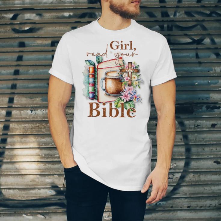 Girl Read Your Bible Christian Faith Jesus Book Unisex Jersey T-Shirt Girl Read Your Bible Christian Faith Jesus Book Unisex Jersey T-Shirt