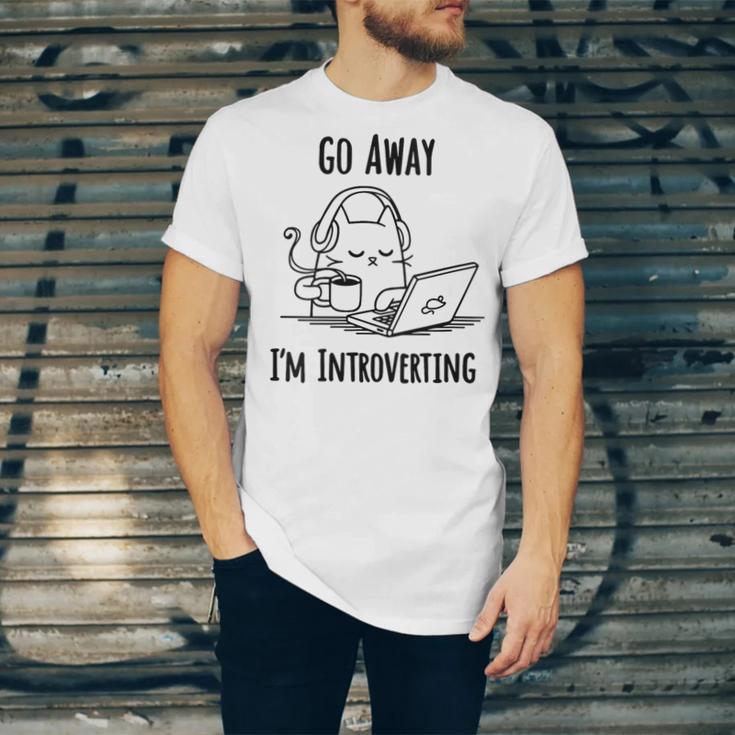 Go Away I'm Introverting Cat Introvert Anxiety Anxious Unisex Jersey T-Shirt