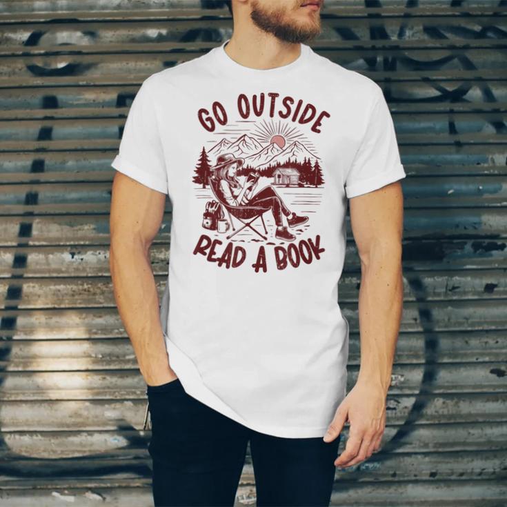 Go Outside Read a Book Vintage Bibliophiles Unisex Jersey T-Shirt