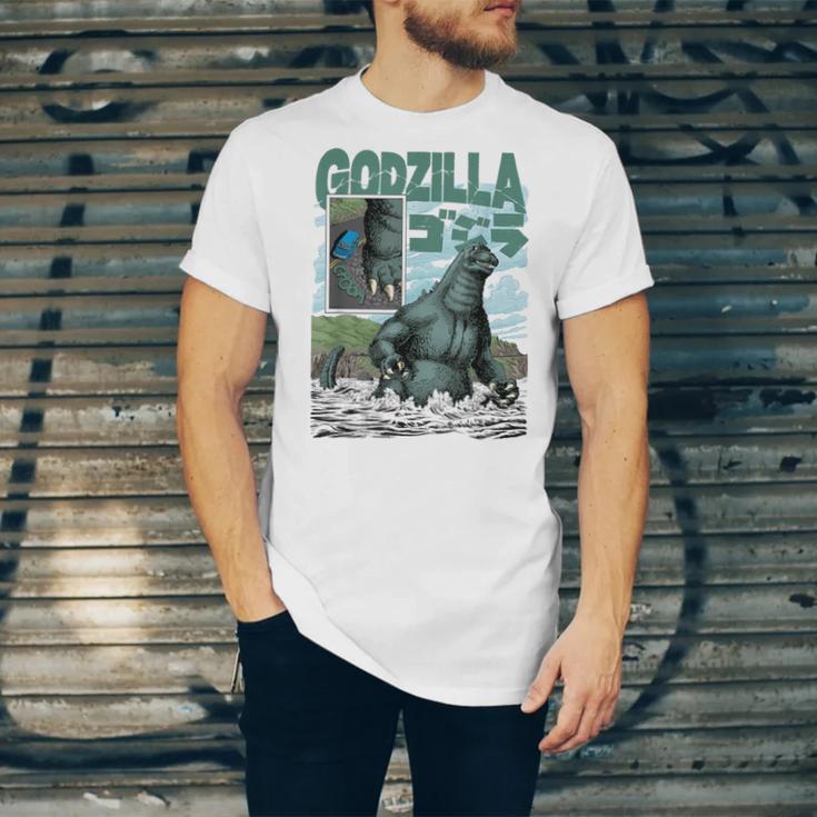Godzilla Ocean Scene Comic Book Illustration Movie Monster Unisex Jersey T-Shirt