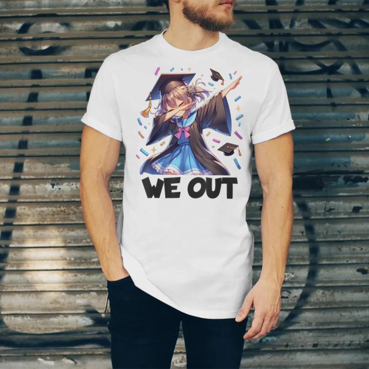 We Out Graduate Dabbing Anime Girl Grad Graduation Unisex Jersey T-Shirt