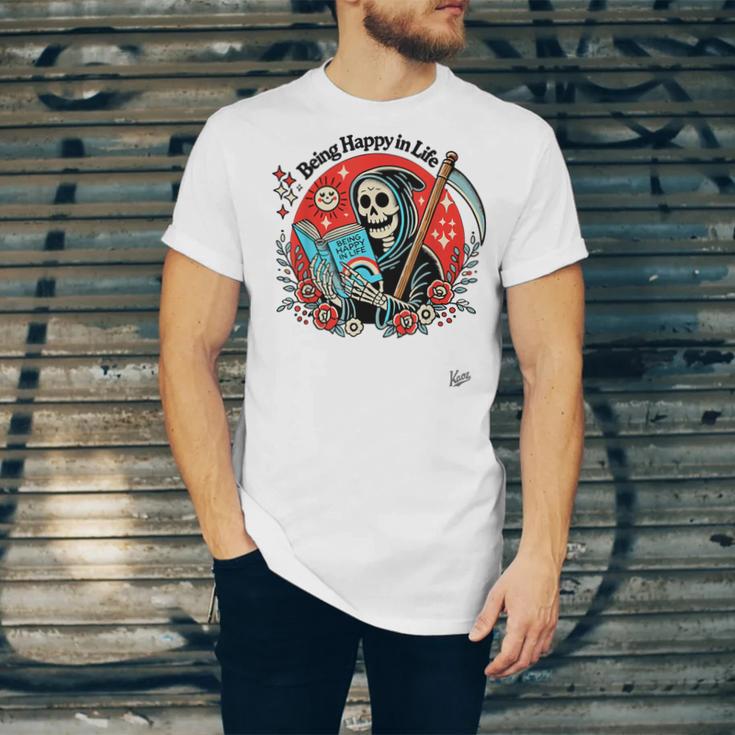 Grim Reaper Reads a Book Unisex Jersey T-Shirt