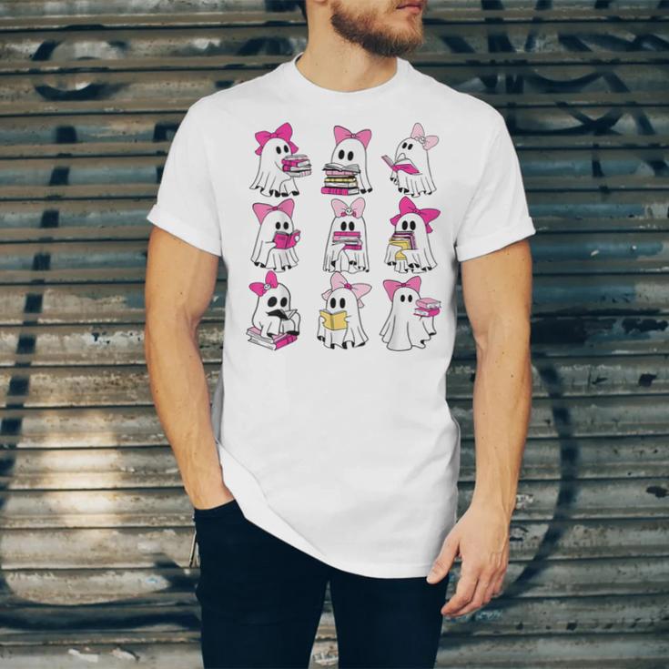 Halloween Pink Ghost Read More Books Spooky Boo Teacher Kids Unisex Jersey T-Shirt