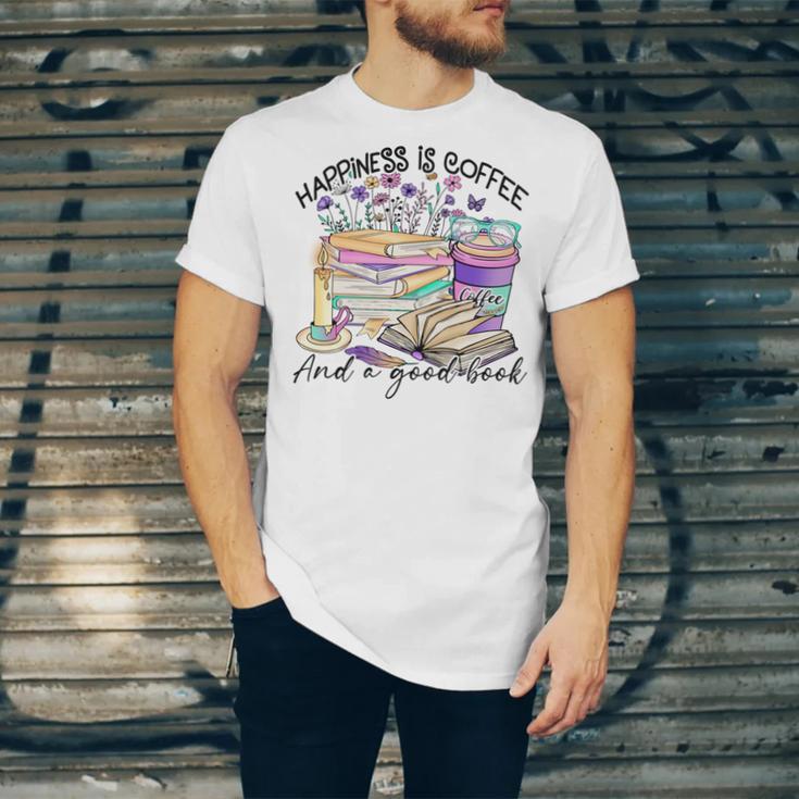 Happiness Is Coffee And a Good Book Women Love Reading Book Unisex Jersey T-Shirt