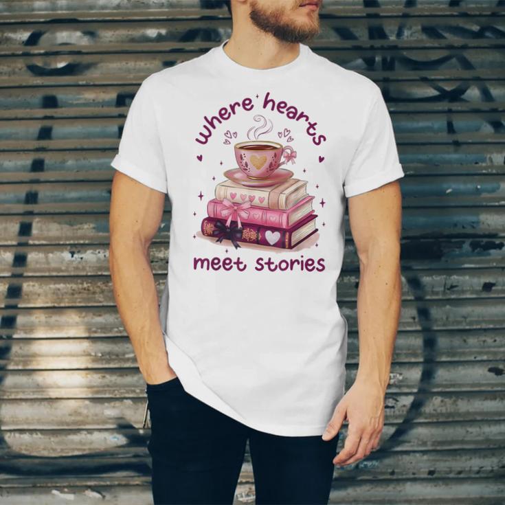 Where Hearts Groovy Meet Stories Coffee Books Valentines Day Unisex Jersey T-Shirt Where Hearts Groovy Meet Stories Coffee Books Valentines Day Unisex Jersey T-Shirt