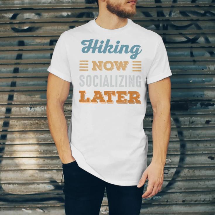Hiking Now Minimal Socializing Introvert Vintage Unisex Jersey T-Shirt Hiking Now Minimal Socializing Introvert Vintage Unisex Jersey T-Shirt