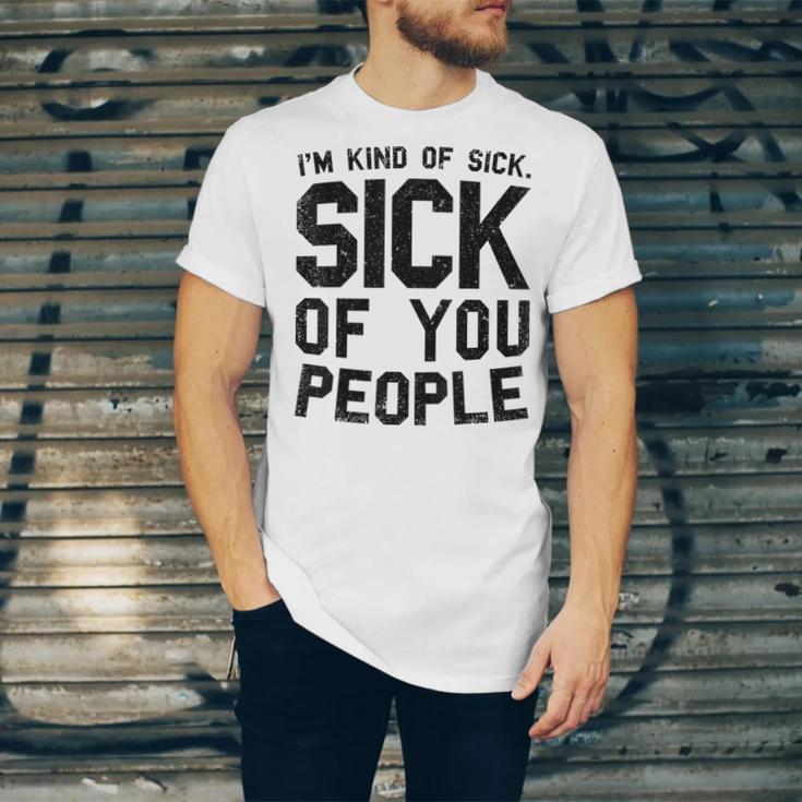 Introvert Men Women Sarcastic Saying Sick Of People Unisex Jersey T-Shirt