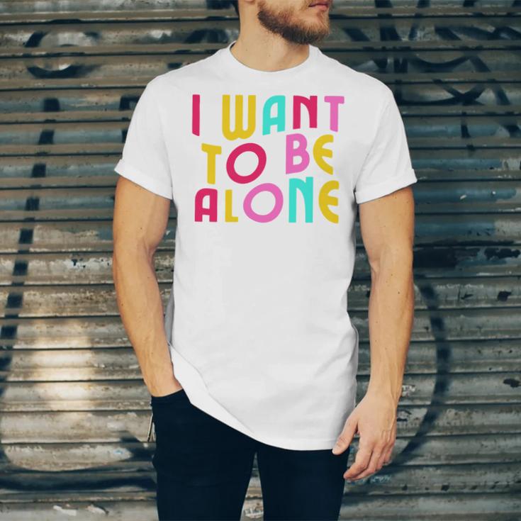 Introvert I Want To Be Alone Retro Wavy Unisex Jersey T-Shirt