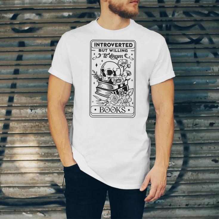 Introverted BUT Willing To Discuss Books Book Lover Unisex Jersey T-Shirt