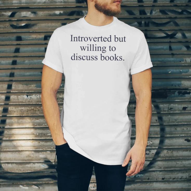 Introverted But Willing To Discuss Books Reading Introvert Unisex Jersey T-Shirt
