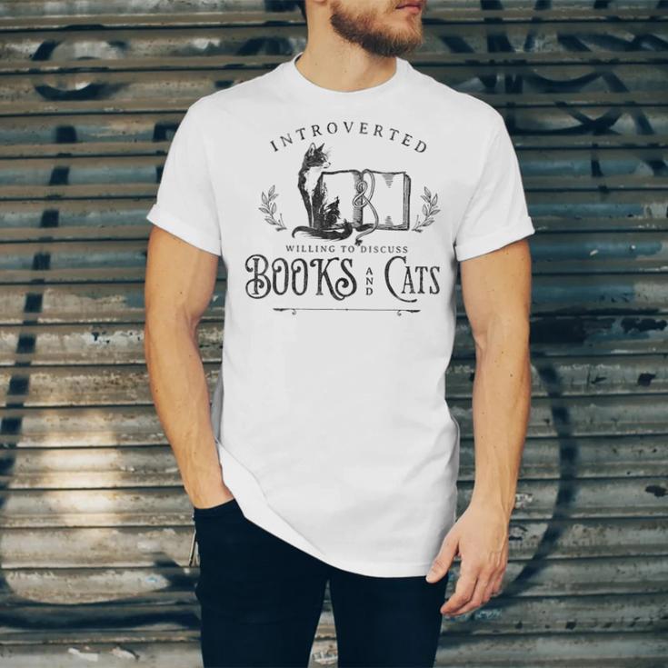 Introverted But Willing To Discuss Cats And Books Unisex Jersey T-Shirt Introverted But Willing To Discuss Cats And Books Unisex Jersey T-Shirt