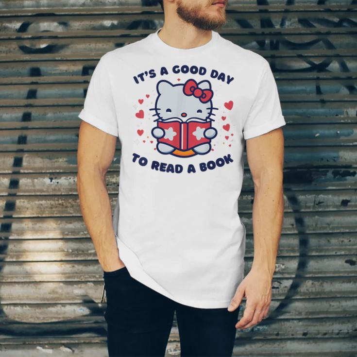 It's a Good Day To Read a Book Cute Cat Book Day Girls Boys Unisex Jersey T-Shirt