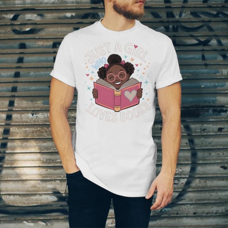 Just A Girl Who Loves Books Cute African American Afro Unisex Jersey T-Shirt Just A Girl Who Loves Books Cute African American Afro Unisex Jersey T-Shirt