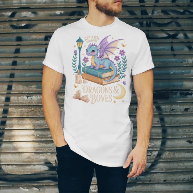 Just a Girl Who Loves Dragons & Books Reader Fantasy Fun Premium Tri-Blend Unisex Jersey T-Shirt