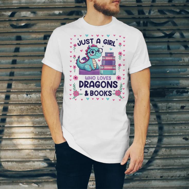 Just A Girl Who Loves Dragons And Books Lover Reading Book Unisex Jersey T-Shirt